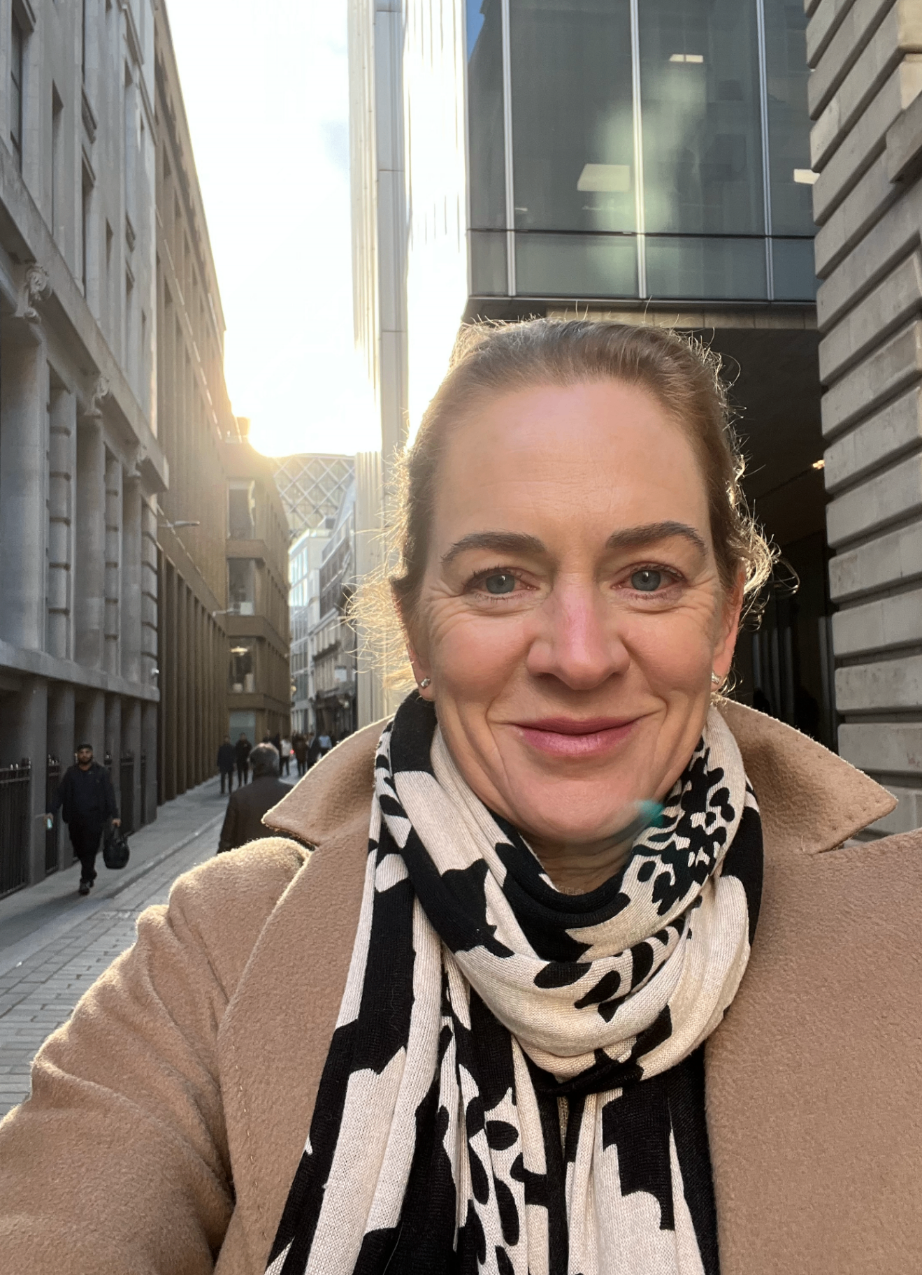 Erika Clegg walking through a City of London street